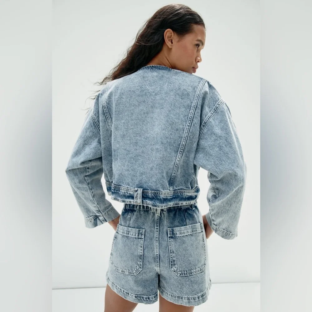 Zara Washed Effect Denim Jacket - Picture 5 of 9